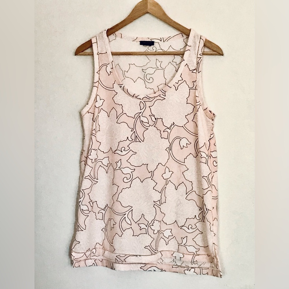Women's Floral Tank Top - Pale Peach Pink